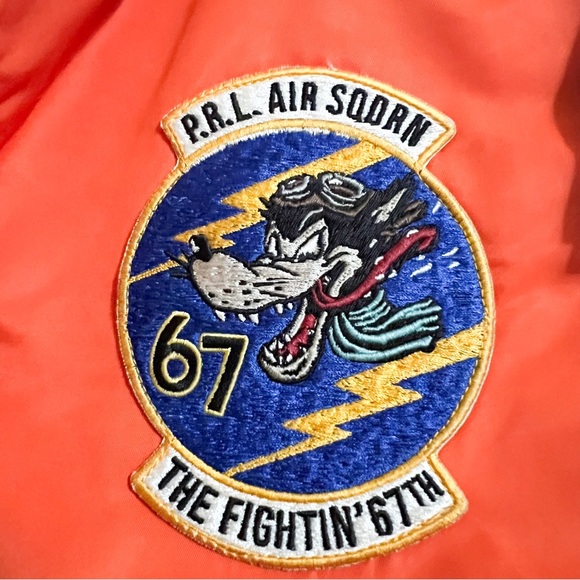 Polo Ralph Lauren COASTAL ORANGE Surplus Twill Air SQDRN 67 Bomber Jacket - Picture 7 of 14